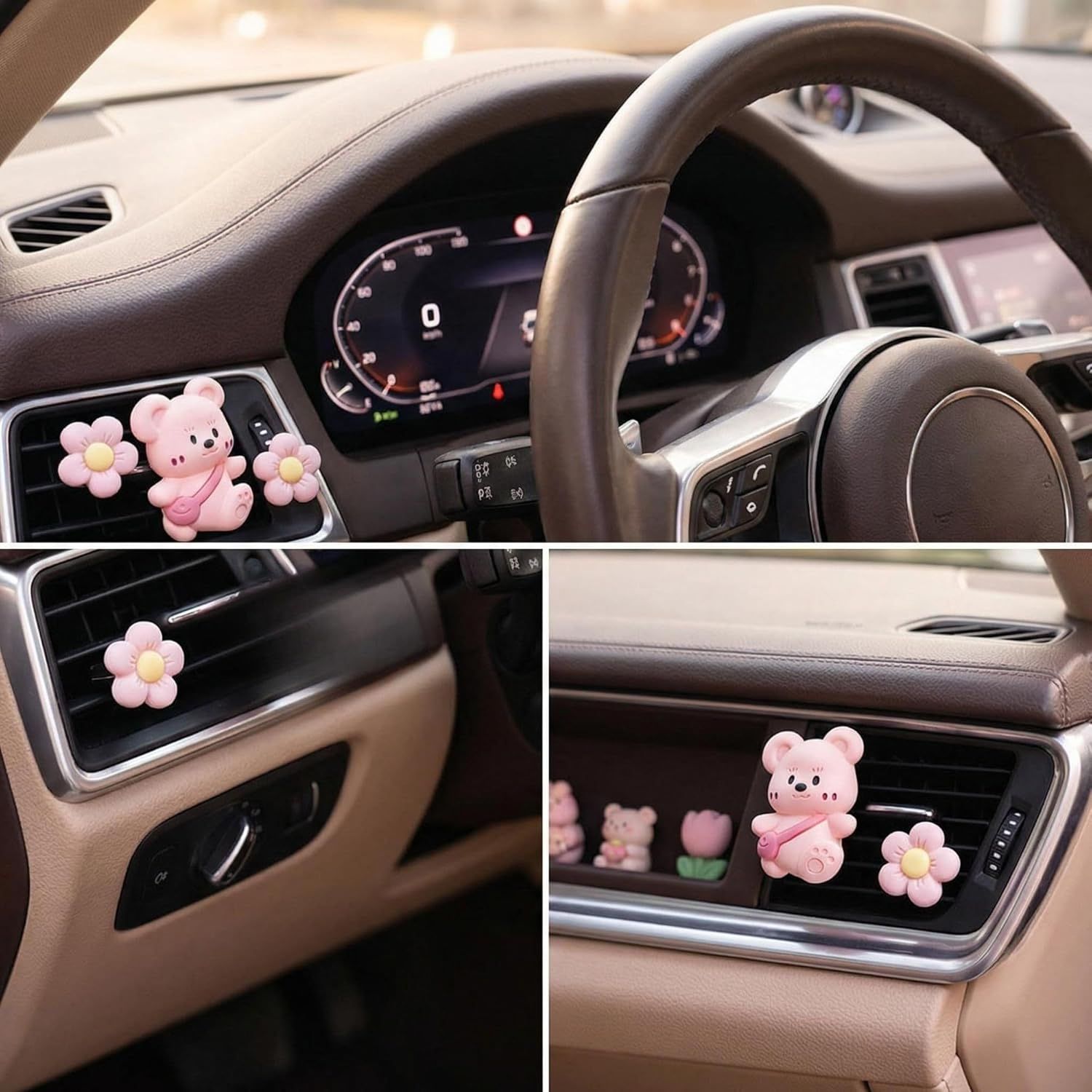 3Pcs Cute Bear Car Air Freshener Vent Clips, Aromatherapy Car Decor for Girls (Pink) - Image 8