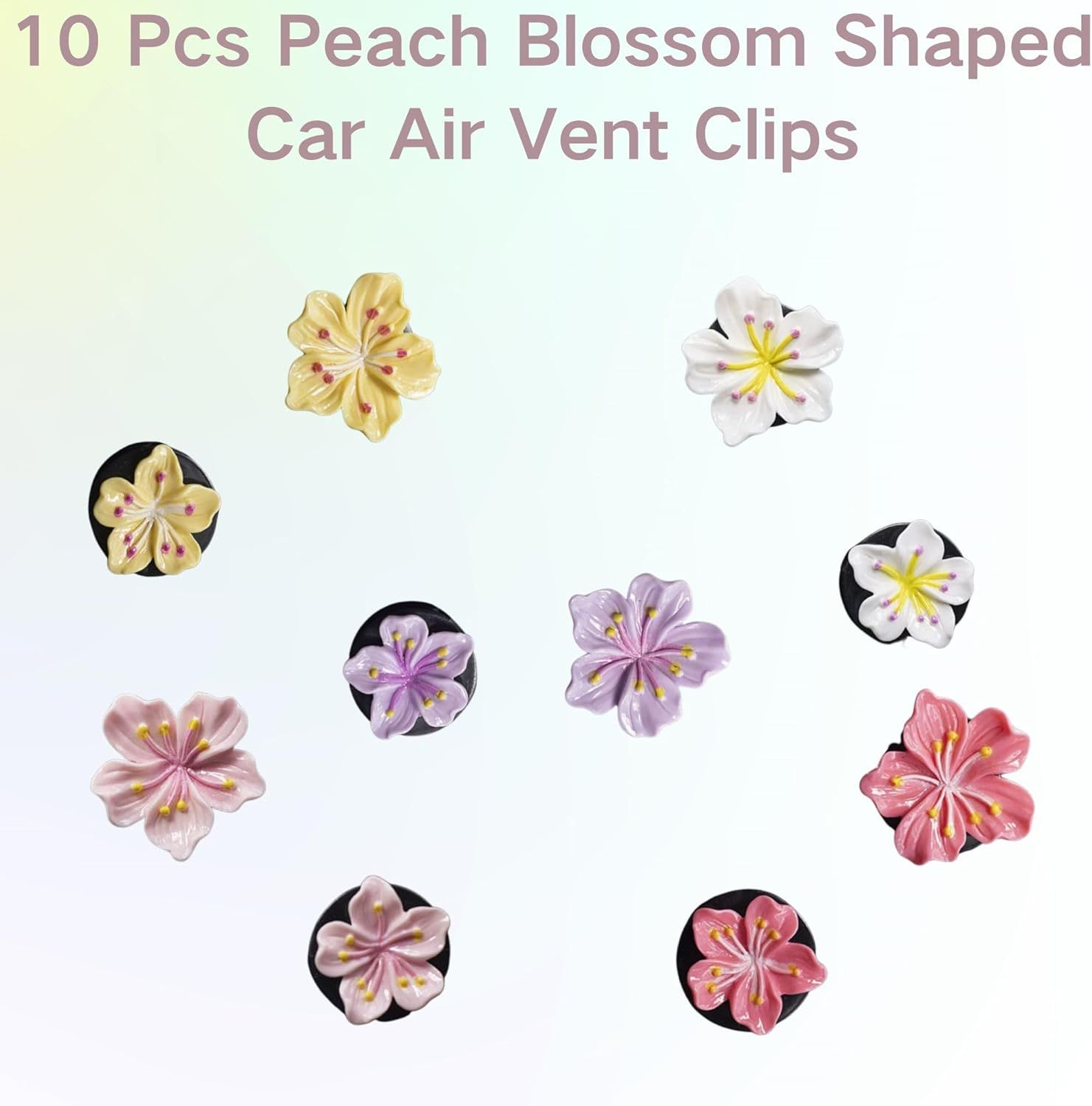 10 PCS Flower Car Air Freshener Vent Clips, Cute Pink Car Interior Decor Accessories, Aromatherapy Car Vent Clips for Women, Universal Car Air Outlet Decoration - Image 3