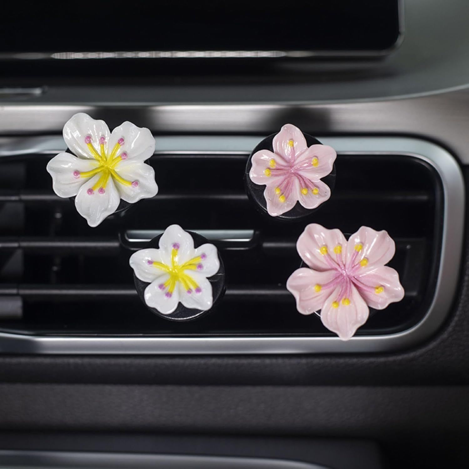 10 PCS Flower Car Air Freshener Vent Clips, Cute Pink Car Interior Decor Accessories, Aromatherapy Car Vent Clips for Women, Universal Car Air Outlet Decoration - Image 4
