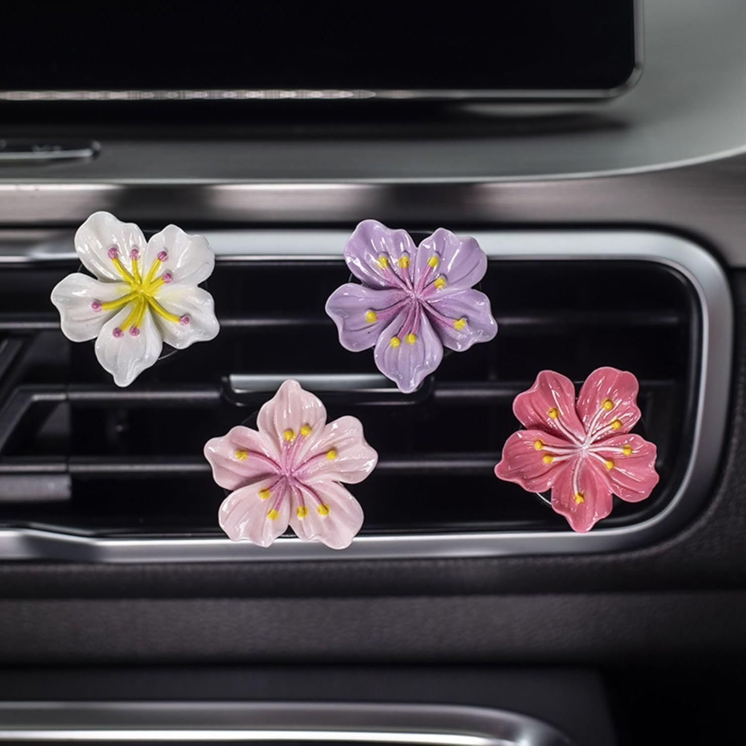 10 PCS Flower Car Air Freshener Vent Clips, Cute Pink Car Interior Decor Accessories, Aromatherapy Car Vent Clips for Women, Universal Car Air Outlet Decoration - Image 6