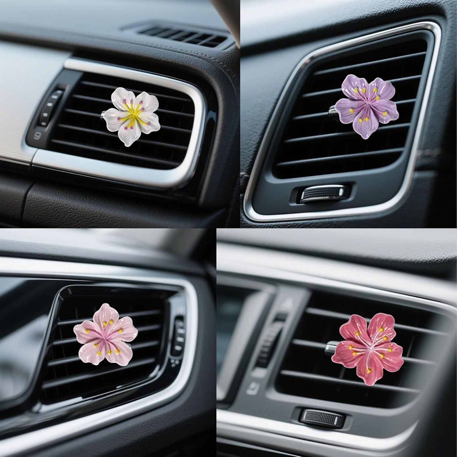 10 PCS Flower Car Air Freshener Vent Clips, Cute Pink Car Interior Decor Accessories, Aromatherapy Car Vent Clips for Women, Universal Car Air Outlet Decoration - Image 8