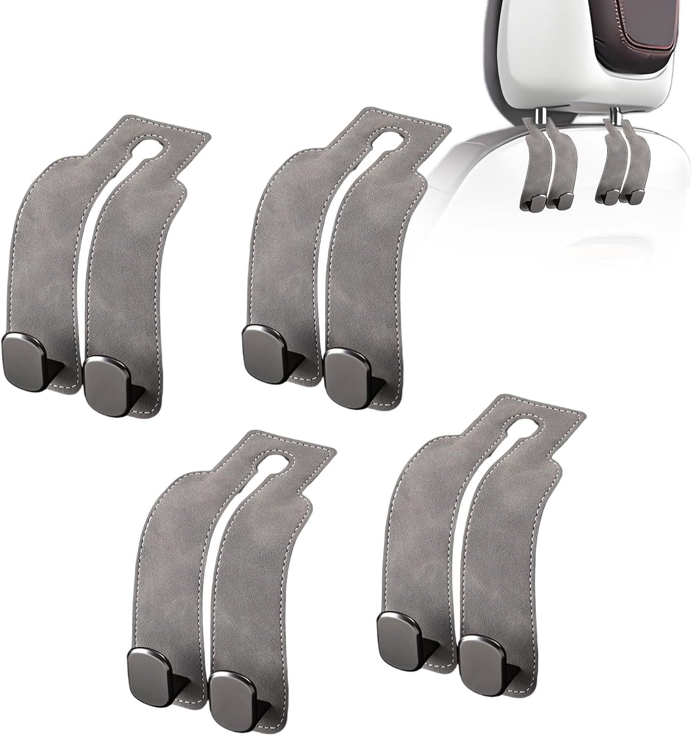 Car Purse Hook Purse Hook for Car Seats Headrest Car Seat Hooks,Heavy Duty Vehicle Organizer for Handbags, Groceries, Purses, Keep Car Tidy (Gray, 4 Pack) - Image 1