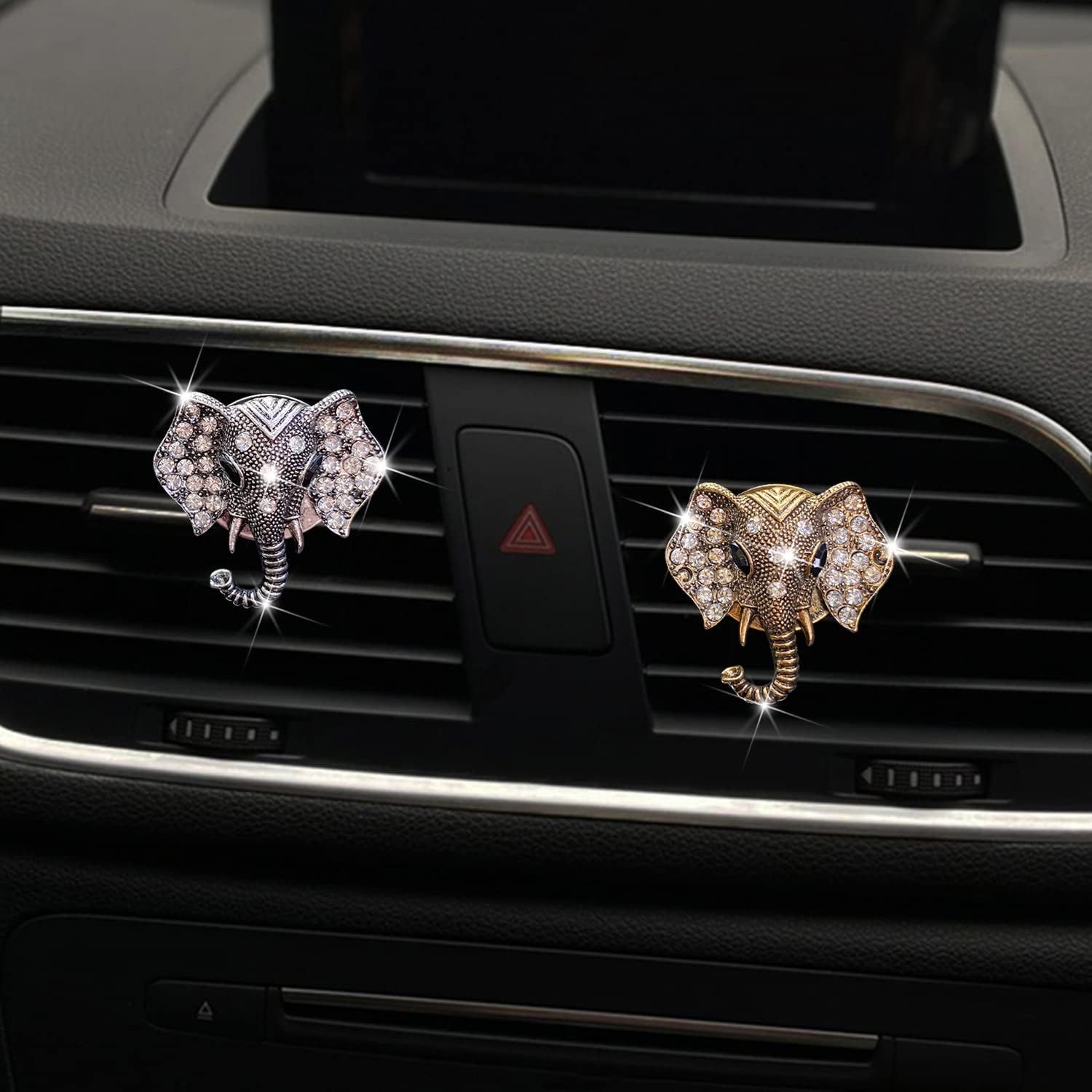 Bling Rhinestone Elephants Head Car Air Vent Clip Dashboard Outlet Clip Air Freshener Vent Clips Decorative Cute Car Decor - Image 3