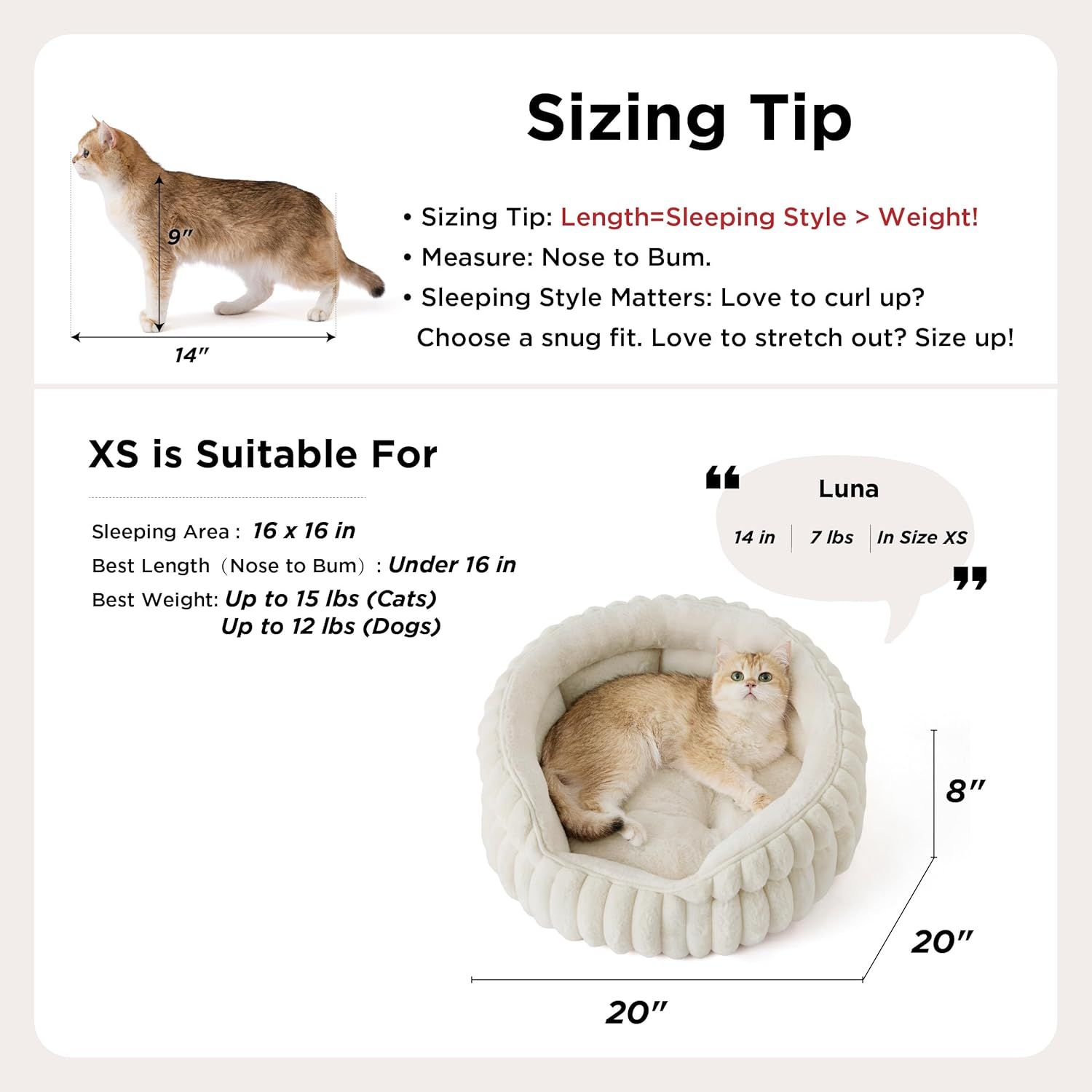Cat Bed, Washable Round Cute Pet Beds for Indoor Cats, Super Soft Corduroy Kitten Bed with Anti-Slip Bottom, 20''x20''x8'', Sandy Beige - Image 4