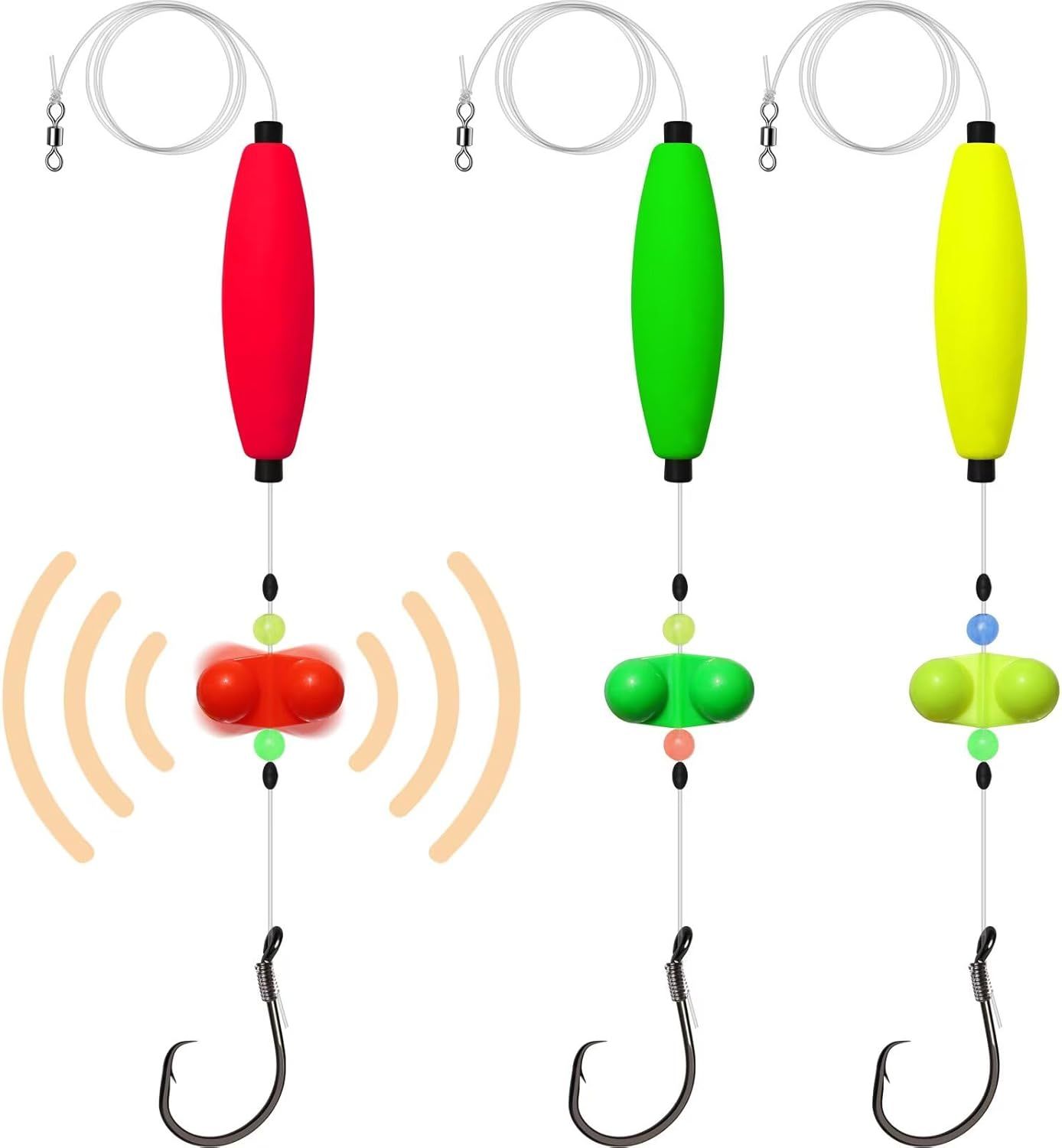 Pre-Tied Catfish Rig System, 23 Inch 55LB Santee Cooper Catfish Float Rig with Adjustable EVA Slip Float and High Carbon Circle Hooks 5/0 6/0 8/0, Ready-to-Fish for River and Bank Fishing( Cigar Float-5/0Hook * 3PCS) - Image 1