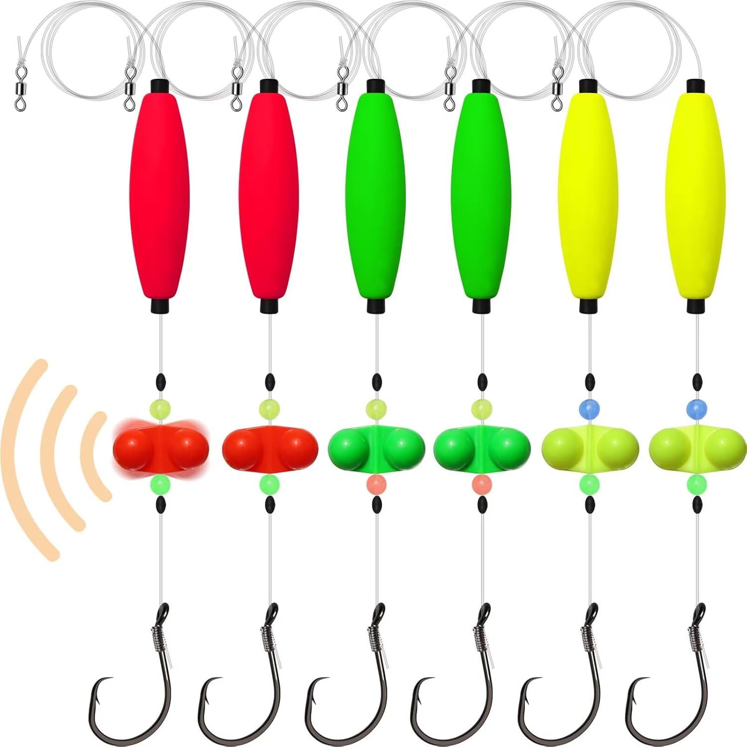 Pre-Tied Catfish Rig System, 23 Inch 55LB Santee Cooper Catfish Float Rig with Adjustable EVA Slip Float and High Carbon Circle Hooks 5/0 6/0 8/0, Ready-to-Fish for River and Bank Fishing(Cigar Float-5/0Hook * 6PCS) - Image 1