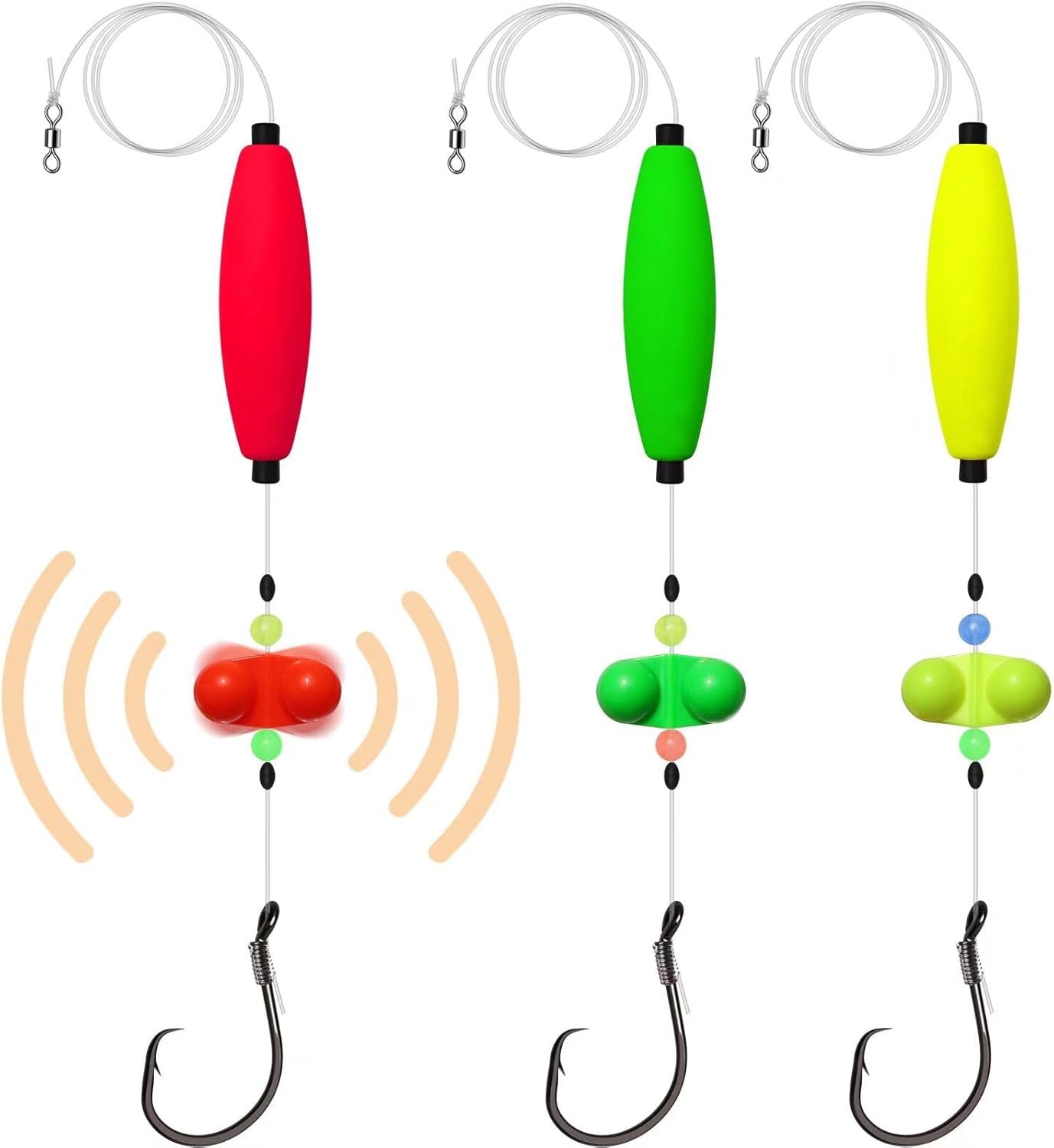 Pre-Tied Catfish Rig System, 23 Inch 55LB Santee Cooper Catfish Float Rig with Adjustable EVA Slip Float and High Carbon Circle Hooks 5/0 6/0 8/0, Ready-to-Fish for River and Bank Fishing(Cigar Float-6/0Hook * 3PCS) - Image 1