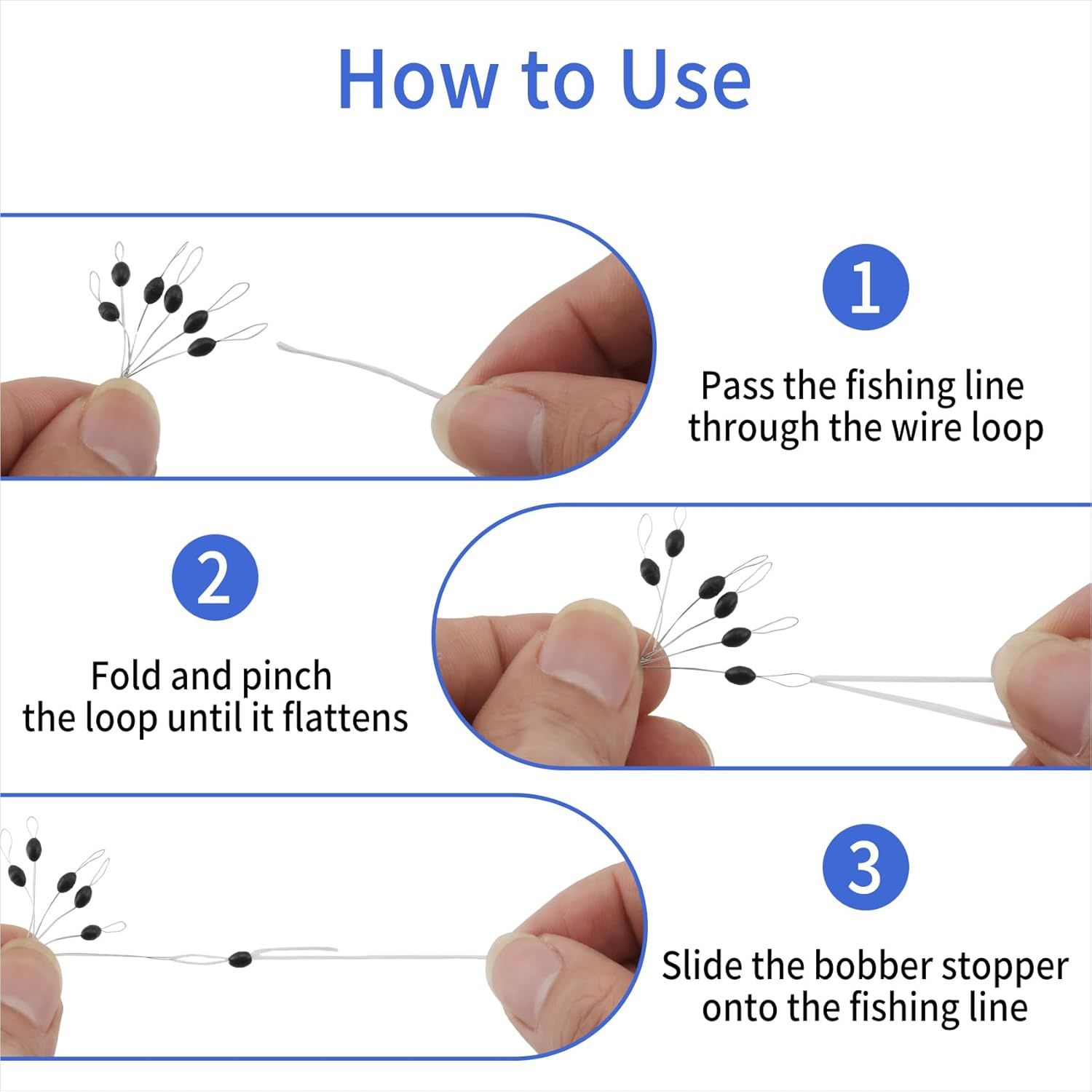 240 Pieces Middle-Sized Fishing Rubber Bobber Beads Stoppers 6 in 1 Black Float Sinker Stops - Image 5