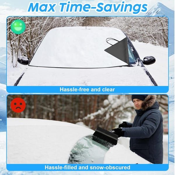 600D Oxford Car Windshield Cover, All Season Windshield Sun Shade & Snow Frost Protector, Waterproof Dustproof Heat Insulation Front Screen Cover with Storage Bag for Sedan SUV - Image 7