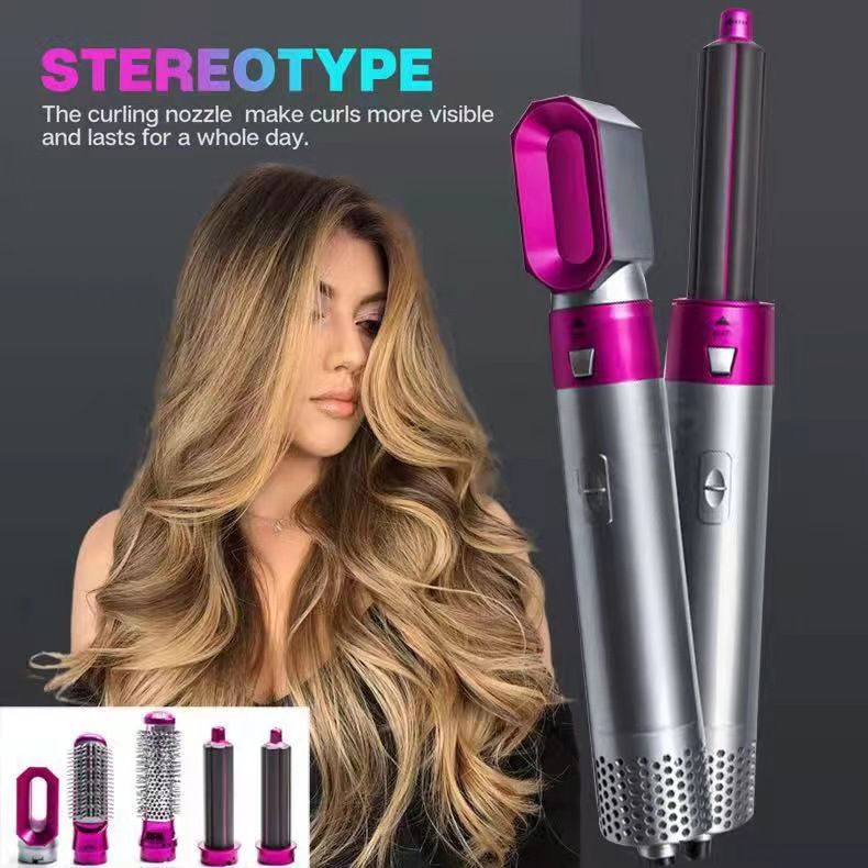 5 in 1 Hot Air Brush Hair Styler Set, Multi Interchangeable Attachments Hair Dryer Brush, Straightener Curler Volumizer Comb, Ionic Blow Dryer Styling Tool for All Hair Types（White）） - Image 4