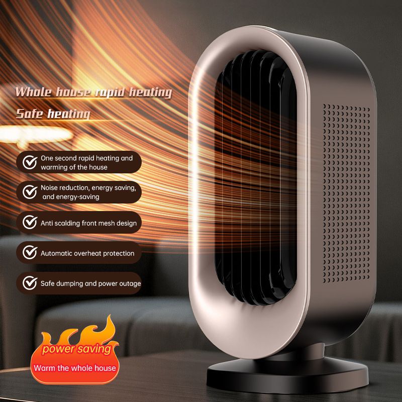 Desktop Vertical Space Heater with Remote Control, Fast Heating PTC Electric Fan Heater, Portable Mini Winter Electric Space Heater for Bedroom Office Home Indoor Heating（Black & Gold） - Image 2