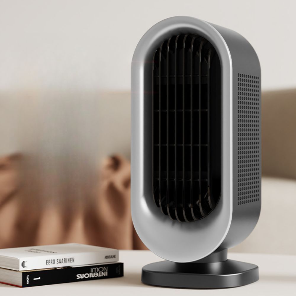 Desktop Vertical Space Heater with Remote Control, Fast Heating PTC Electric Fan Heater, Portable Mini Winter Electric Space Heater for Bedroom Office Home Indoor Heating（Black & Silver） - Image 1