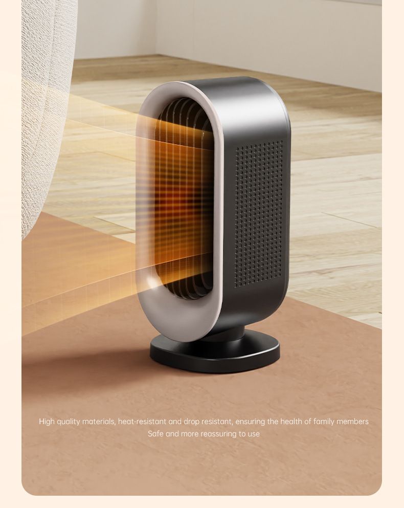 Desktop Vertical Space Heater with Remote Control, Fast Heating PTC Electric Fan Heater, Portable Mini Winter Electric Space Heater for Bedroom Office Home Indoor Heating（Black & Silver） - Image 6
