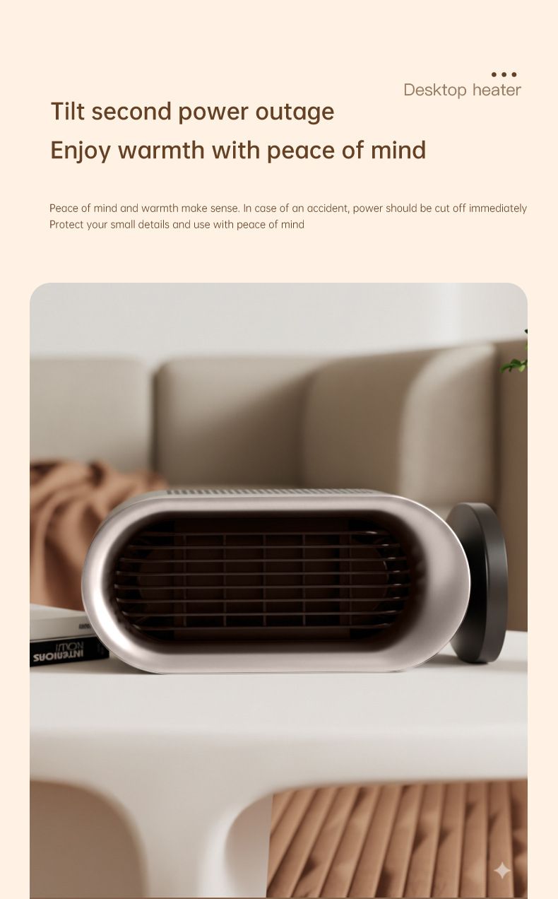 Desktop Vertical Space Heater with Remote Control, Fast Heating PTC Electric Fan Heater, Portable Mini Winter Electric Space Heater for Bedroom Office Home Indoor Heating（White） - Image 2