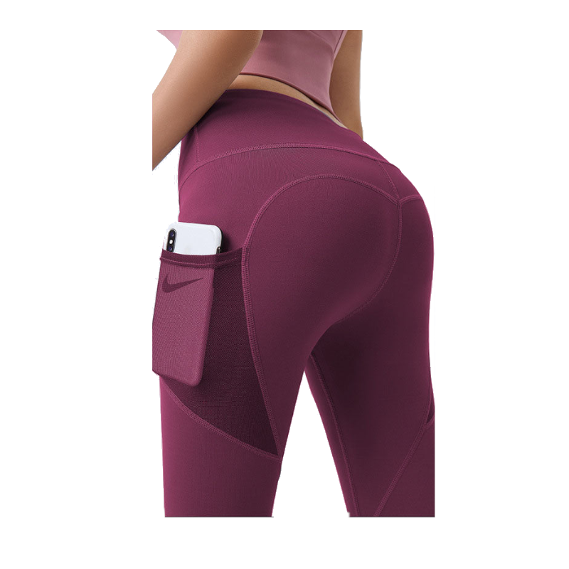 Hod Health & Home High Waist Tummy Control Yoga Leggings With Pocket For Women - Red - S - Image 1