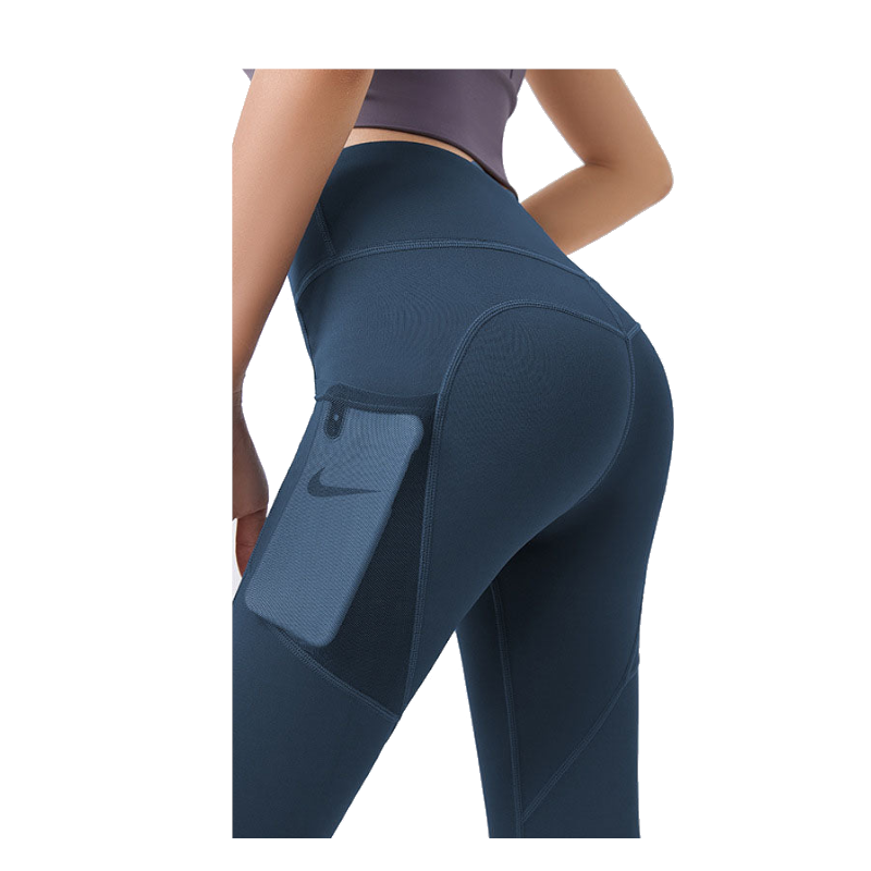 Hod Health & Home High Waist Tummy Control Yoga Leggings With Pocket For Women - Blue - M - Image 1