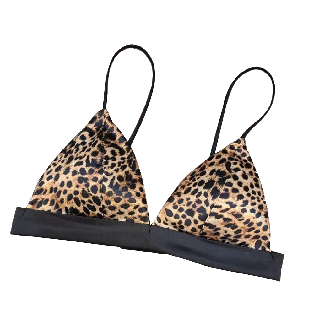 House Of Dasein Triangle Cup Bra Summer Thin Strap Satin Wire Free Bustier Large Chest Minimizer Sexy Lingerie - Leopard Print - Xl - Image 2