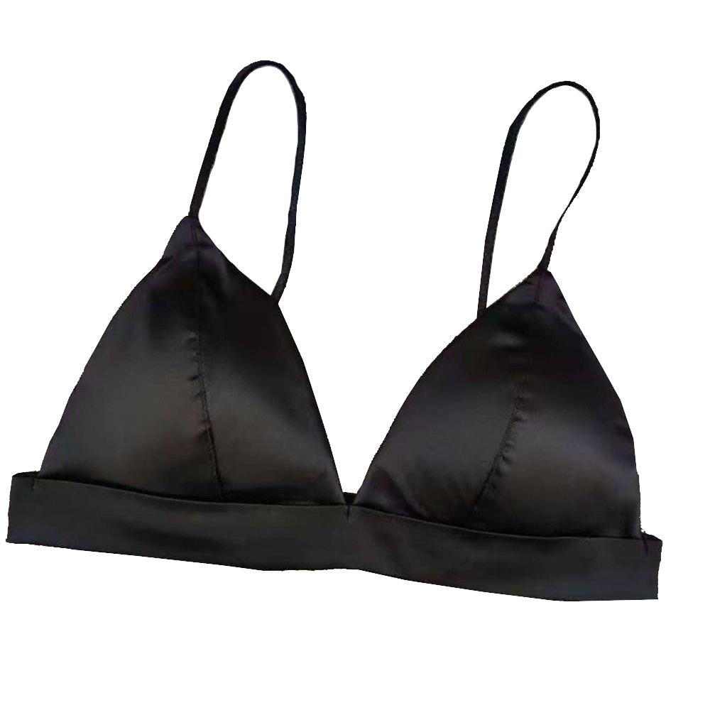 House Of Dasein Triangle Cup Bra Summer Thin Strap Satin Wire Free Bustier Large Chest Minimizer Sexy Lingerie - Black - S - Image 2