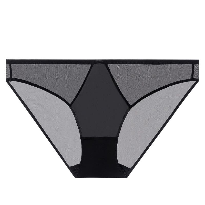 House Of Dasein Sexy Women's Underwear French Ultra-Thin Seamless Plus Size Panties With Cotton Crotch Lifting Low Waist Triangle Briefs - Black - L - Image 1
