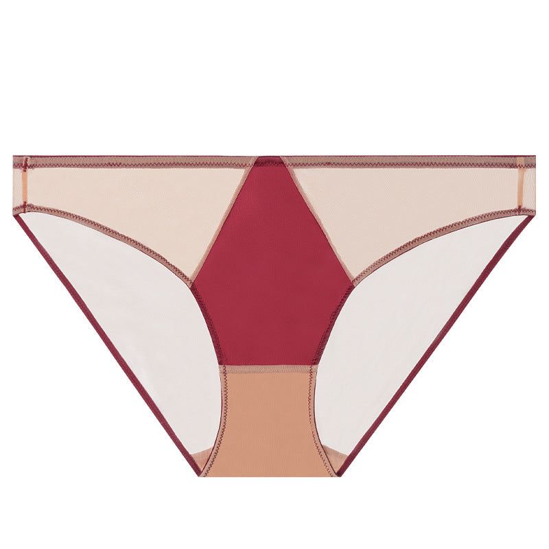 House Of Dasein Sexy Women's Underwear French Ultra-Thin Seamless Plus Size Panties With Cotton Crotch Lifting Low Waist Triangle Briefs - Red - M - Image 1