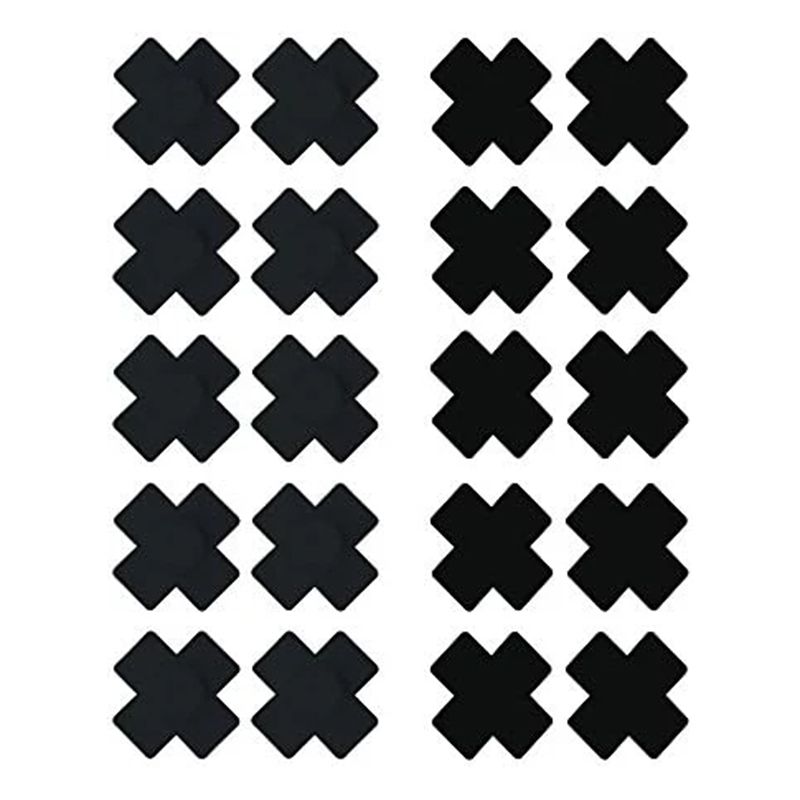 10 Pack Disposable X Plus Sign Cross Self Adhesive Satin Nipple Cover Pasties Stickers Black - Black - Image 1