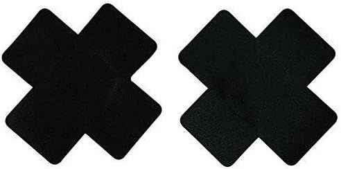 10 Pack Disposable X Plus Sign Cross Self Adhesive Satin Nipple Cover Pasties Stickers Black - Black - Image 3