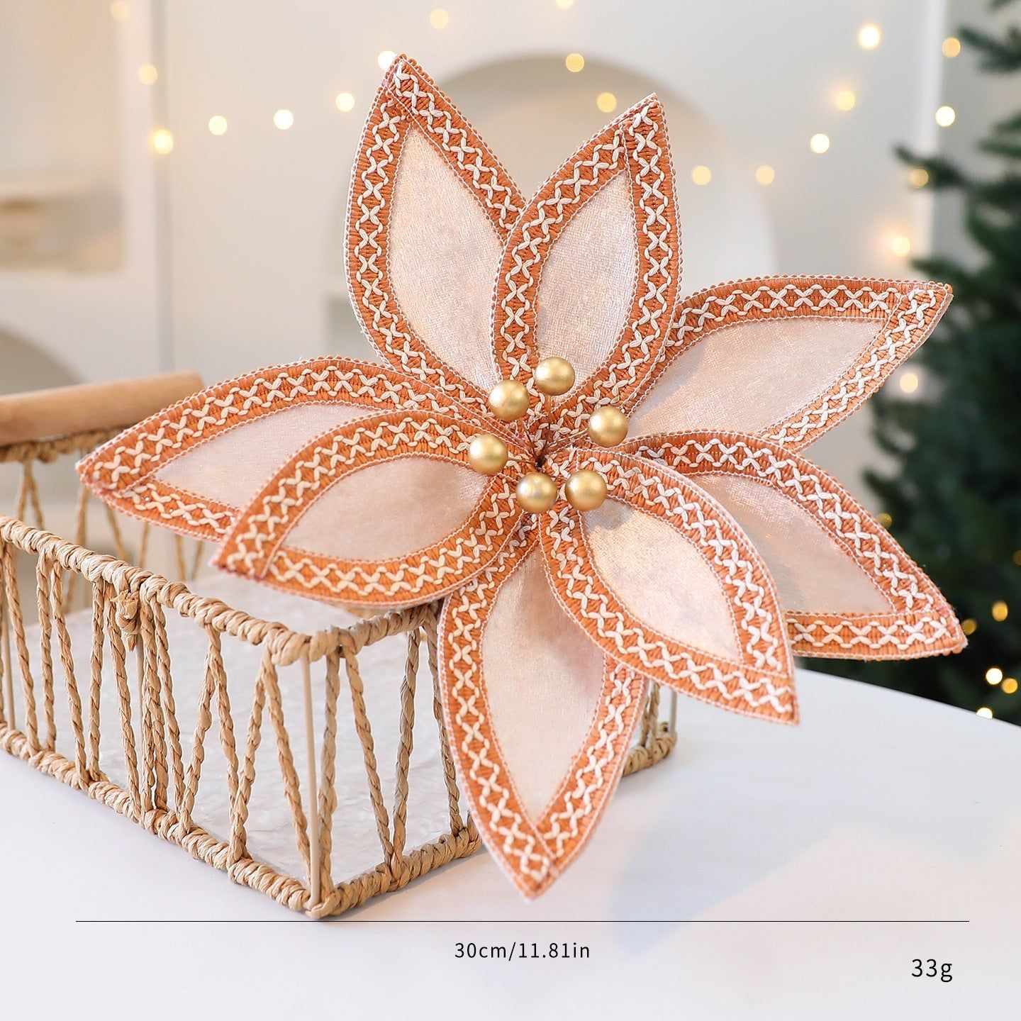 House Of Dasein Saint Yuan New Arrival Faux Velvet Preserved Christmas Flower Branches Tree Decoration Holiday - Golden - Image 1