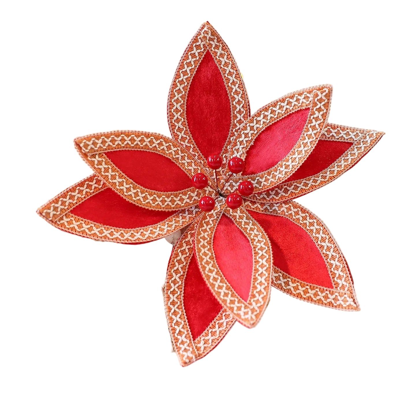 House Of Dasein Saint Yuan New Arrival Faux Velvet Preserved Christmas Flower Branches Tree Decoration Holiday - Red - Image 1