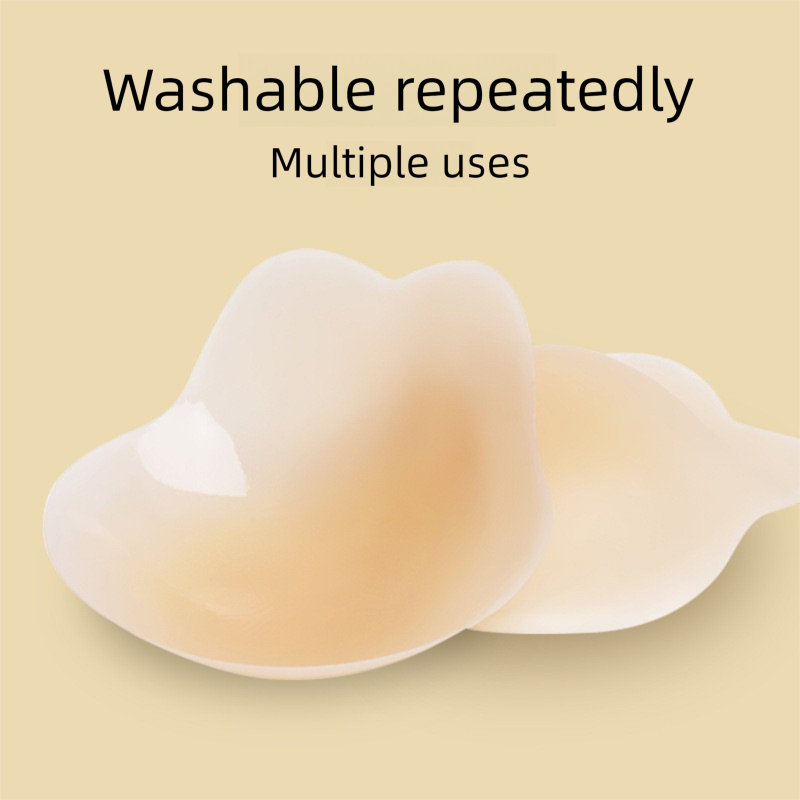 Size M 3 Pairs Skin Color Reusable Silicone Breast Lift Nipple Covers Invisible Adhesive Bra Pasties For Seamless & Coverage - Image 2