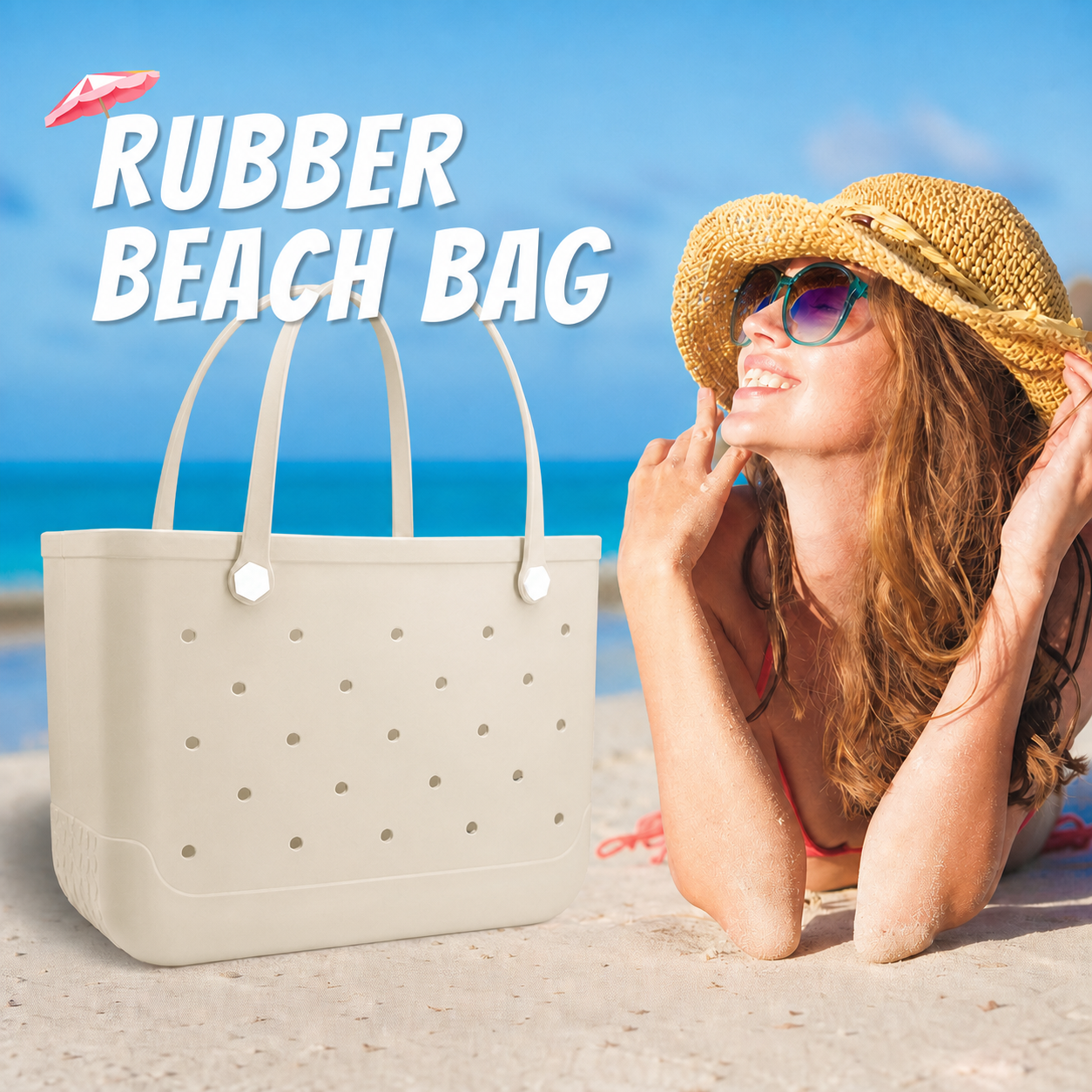 Waterproof Hexagon Mesh Beach Bag - Large Capacity Travel Storage Tote for Swimwear Towel Sunglasses - Apricot Large 48x34x24cm - Image 4