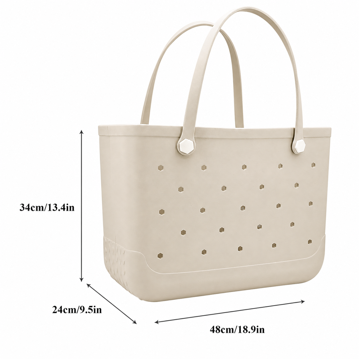 Waterproof Hexagon Mesh Beach Bag - Large Capacity Travel Storage Tote for Swimwear Towel Sunglasses - Apricot Large 48x34x24cm - Image 5