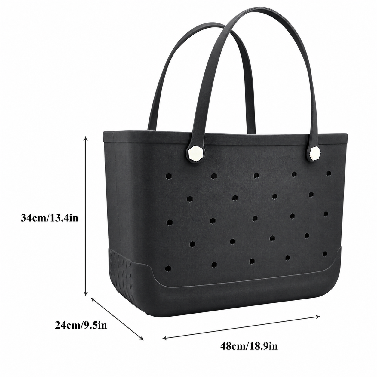 Waterproof Hexagon Mesh Beach Bag - Large Capacity Travel Storage Tote for Swimwear Towel Sunglasses - Black Large 48x34x24cm - Image 5