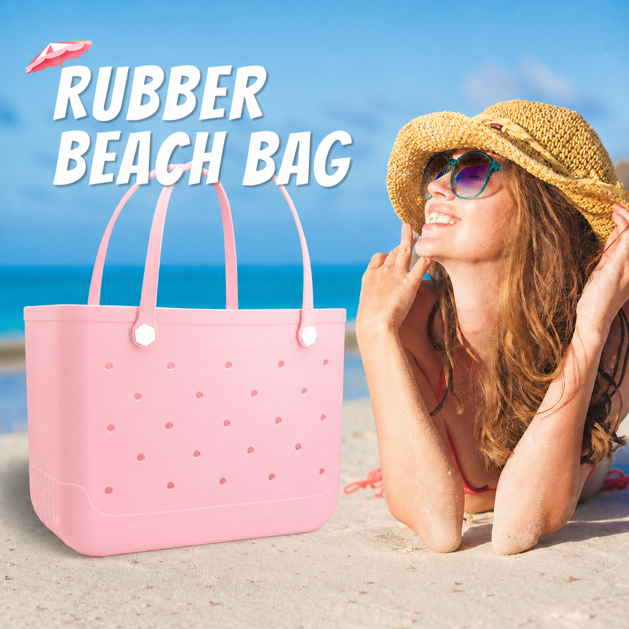 Waterproof Hexagon Mesh Beach Bag - Large Capacity Travel Storage Tote for Swimwear Towel Sunglasses - Flesh Pink Large 48x34x24cm - Image 4
