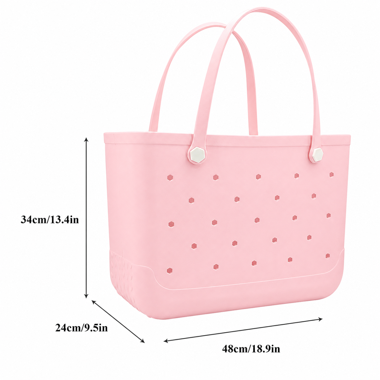 Waterproof Hexagon Mesh Beach Bag - Large Capacity Travel Storage Tote for Swimwear Towel Sunglasses - Flesh Pink Large 48x34x24cm - Image 5