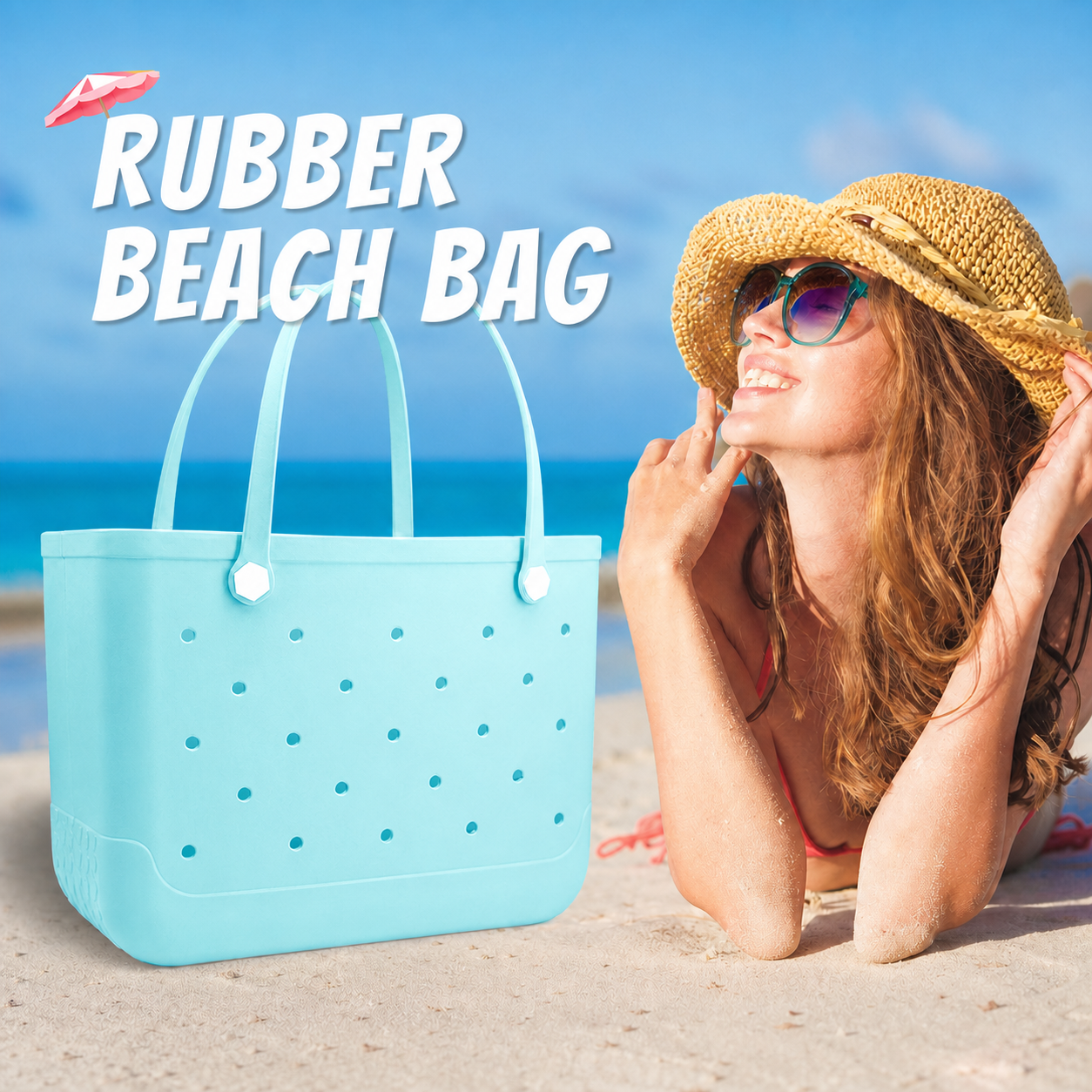 Waterproof Hexagon Mesh Beach Bag - Large Capacity Travel Storage Tote for Swimwear Towel Sunglasses - Light Blue Large 48x34x24cm - Image 4