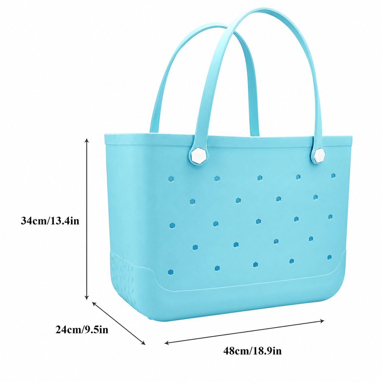 Waterproof Hexagon Mesh Beach Bag - Large Capacity Travel Storage Tote for Swimwear Towel Sunglasses - Light Blue Large 48x34x24cm - Image 5