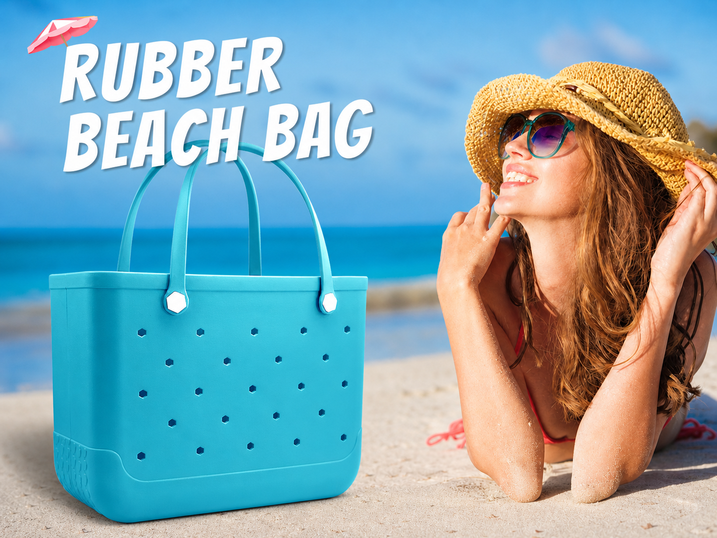 Waterproof Hexagon Mesh Beach Bag - Large Capacity Travel Storage Tote for Swimwear Towel Sunglasses - Lake Blue Large 48x34x24cm - Image 4