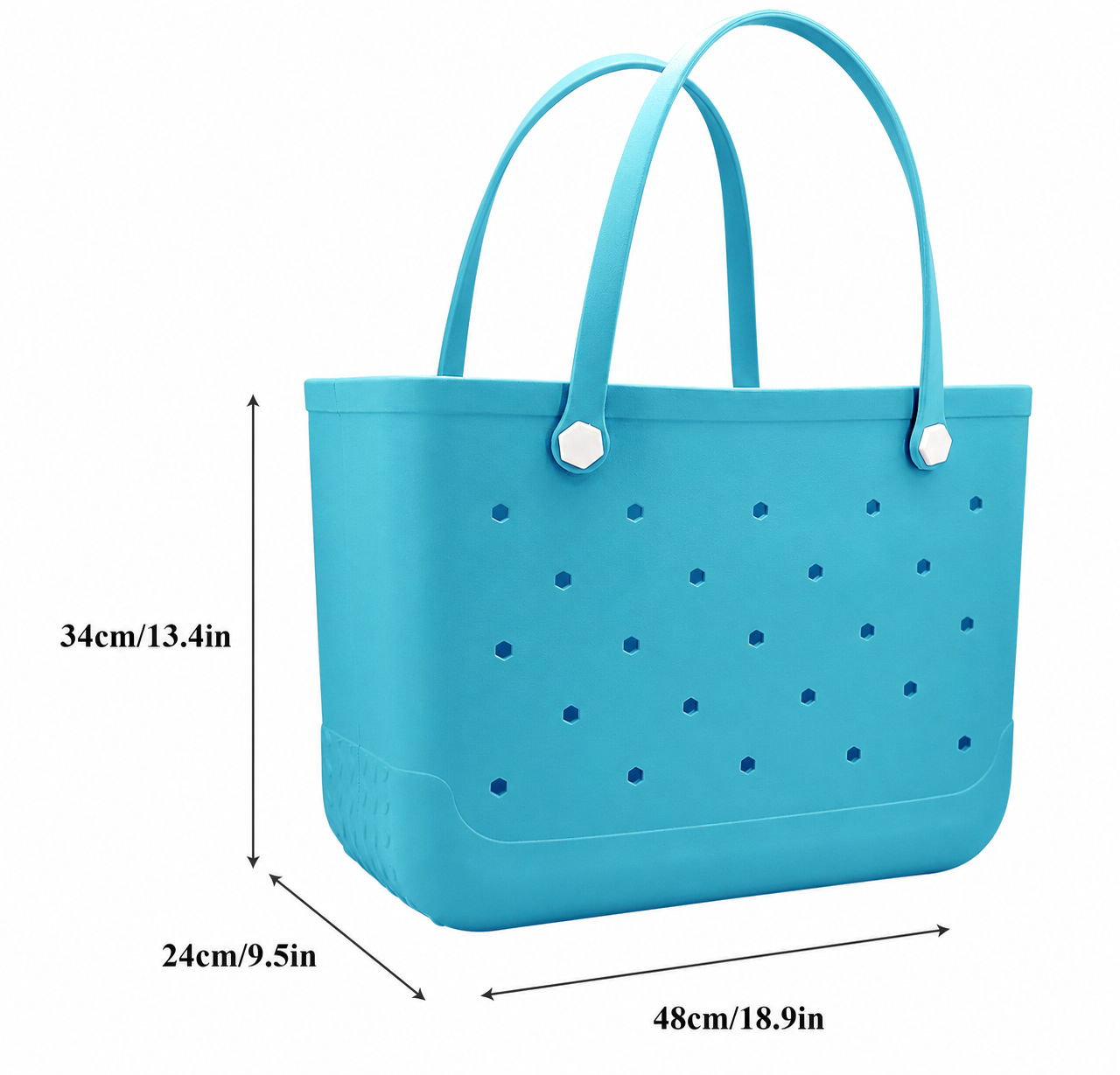 Waterproof Hexagon Mesh Beach Bag - Large Capacity Travel Storage Tote for Swimwear Towel Sunglasses - Lake Blue Large 48x34x24cm - Image 5