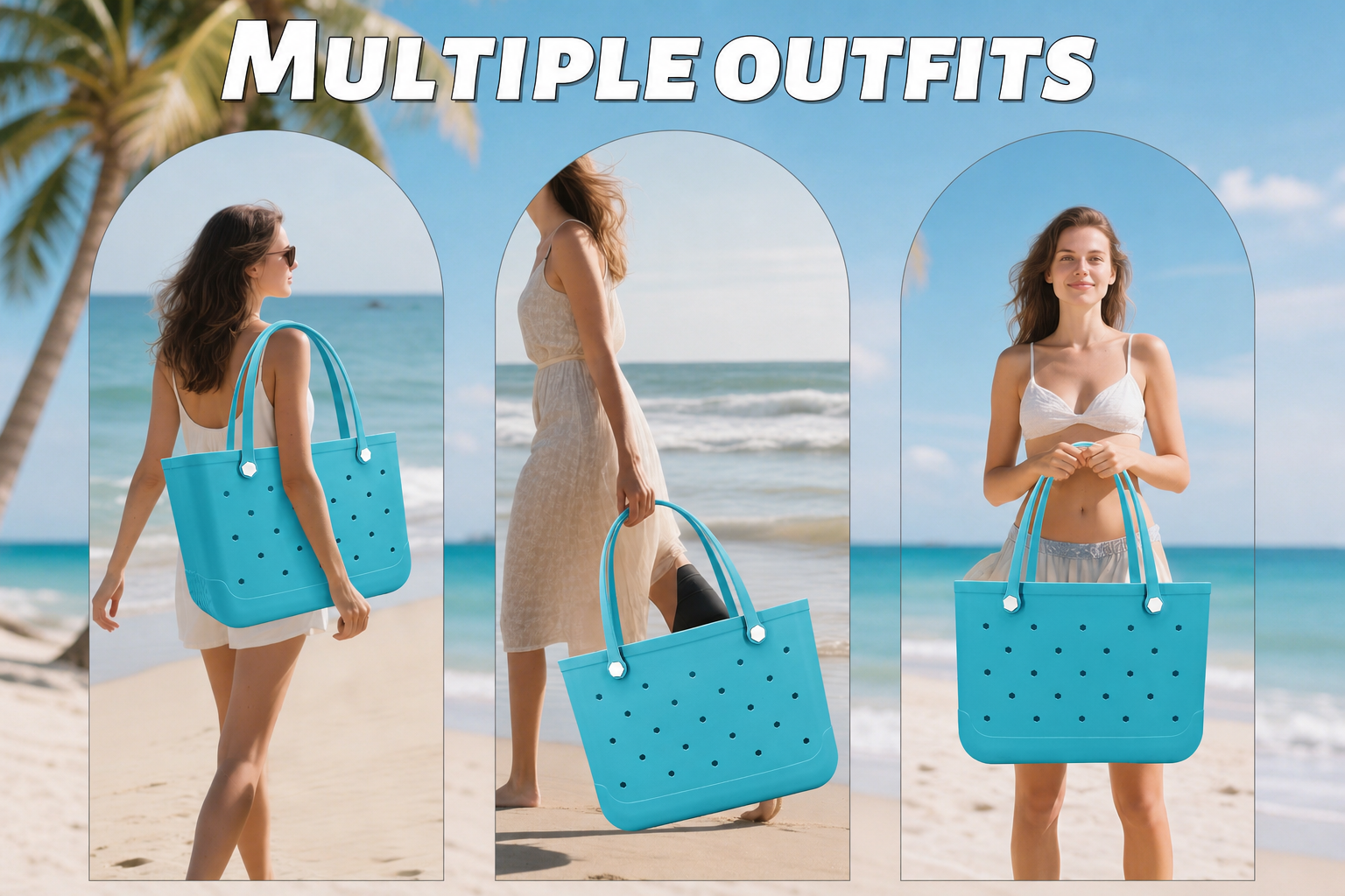 Waterproof Hexagon Mesh Beach Bag - Large Capacity Travel Storage Tote for Swimwear Towel Sunglasses - Lake Blue Large 48x34x24cm - Image 6