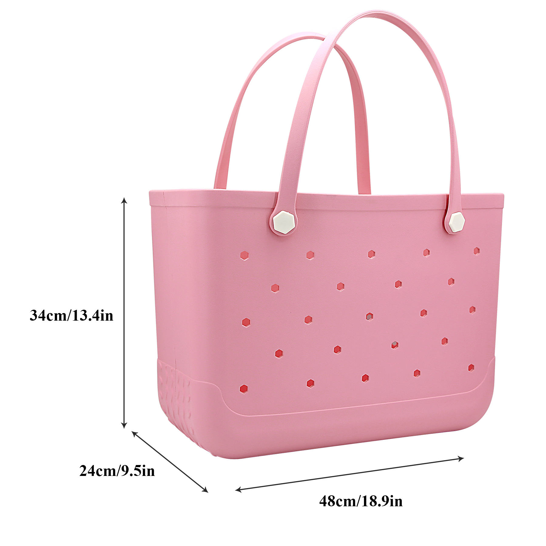 Waterproof Hexagon Mesh Beach Bag - Large Capacity Travel Storage Tote for Swimwear Towel Sunglasses - Pink Large 48x34x24cm - Image 5