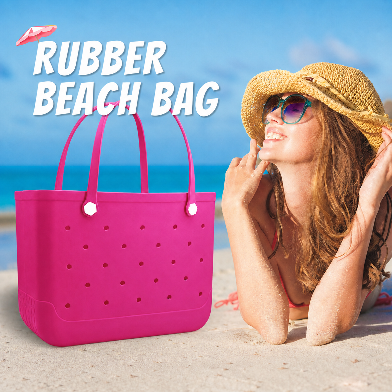 Waterproof Hexagon Mesh Beach Bag - Large Capacity Travel Storage Tote for Swimwear Towel Sunglasses - Rose Red Large 48x34x24cm - Image 4