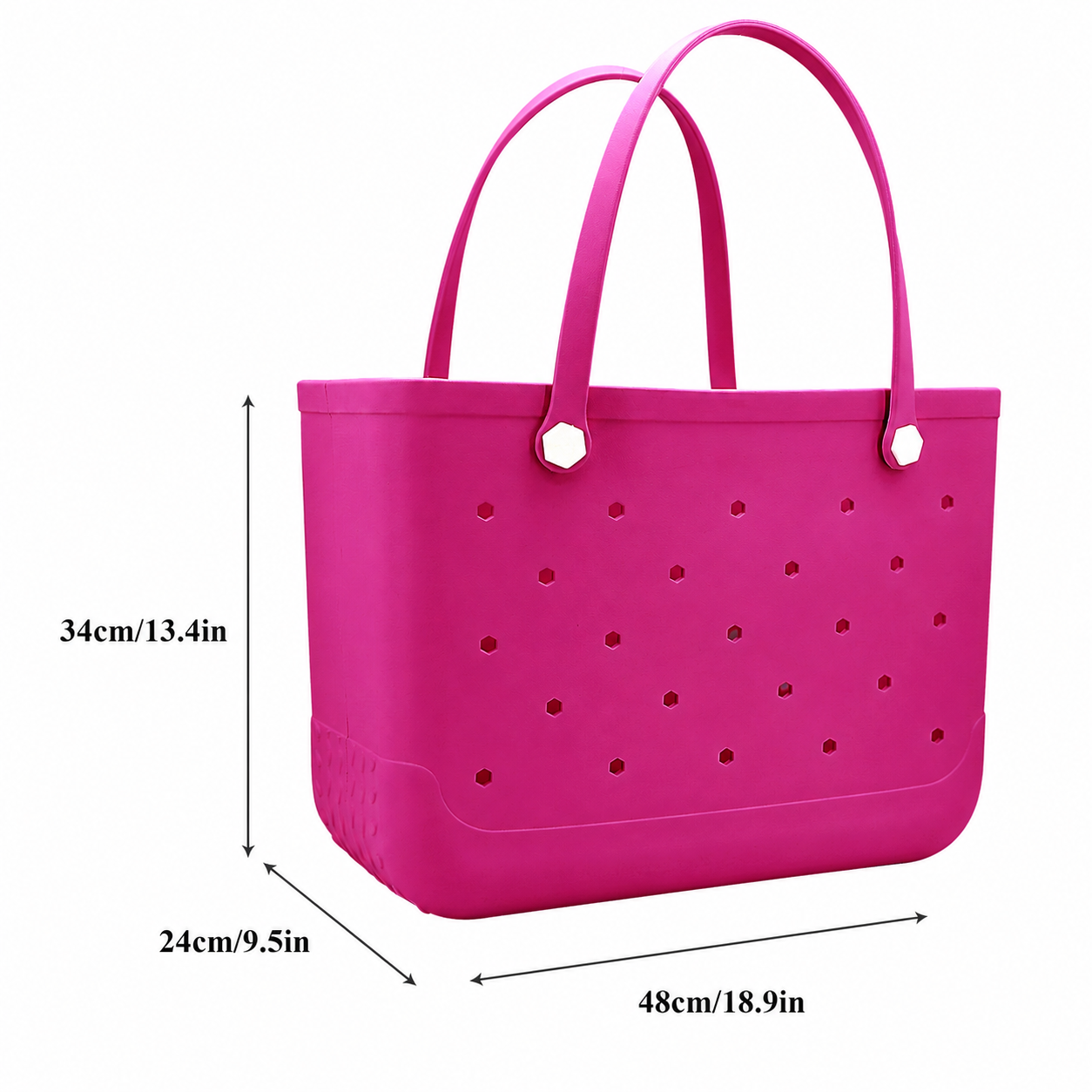 Waterproof Hexagon Mesh Beach Bag - Large Capacity Travel Storage Tote for Swimwear Towel Sunglasses - Rose Red Large 48x34x24cm - Image 5