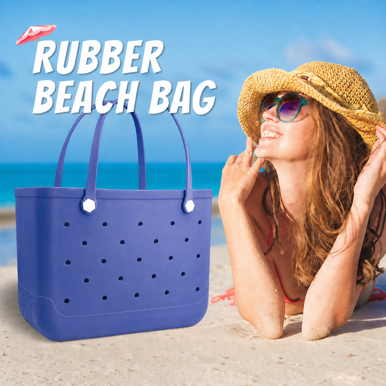 Waterproof Hexagon Mesh Beach Bag - Large Capacity Travel Storage Tote for Swimwear Towel Sunglasses - Royal Blue Large 48x34x24cm - Image 4