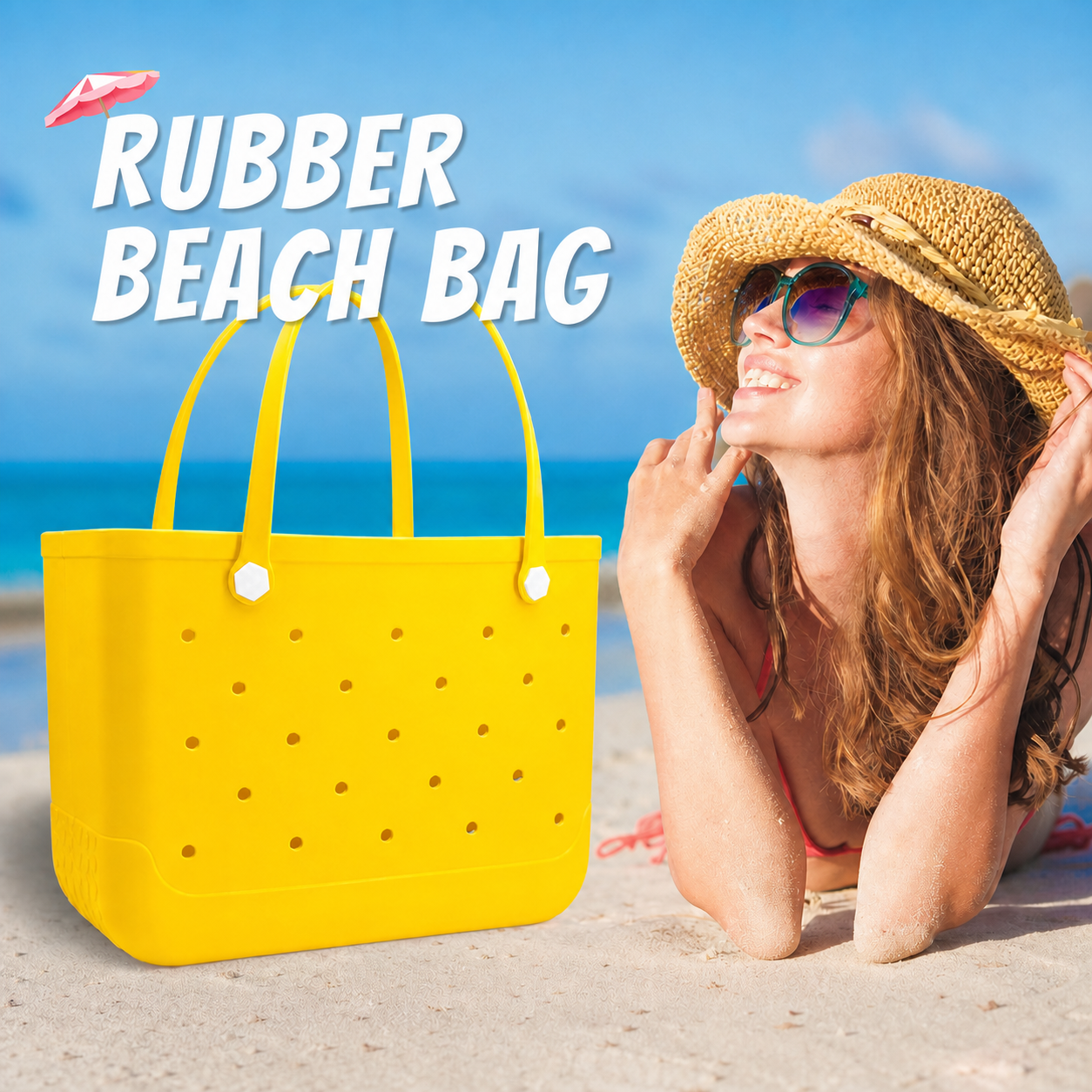 Waterproof Hexagon Mesh Beach Bag - Large Capacity Travel Storage Tote for Swimwear Towel Sunglasses - Yellow Large 48x34x24cm - Image 4