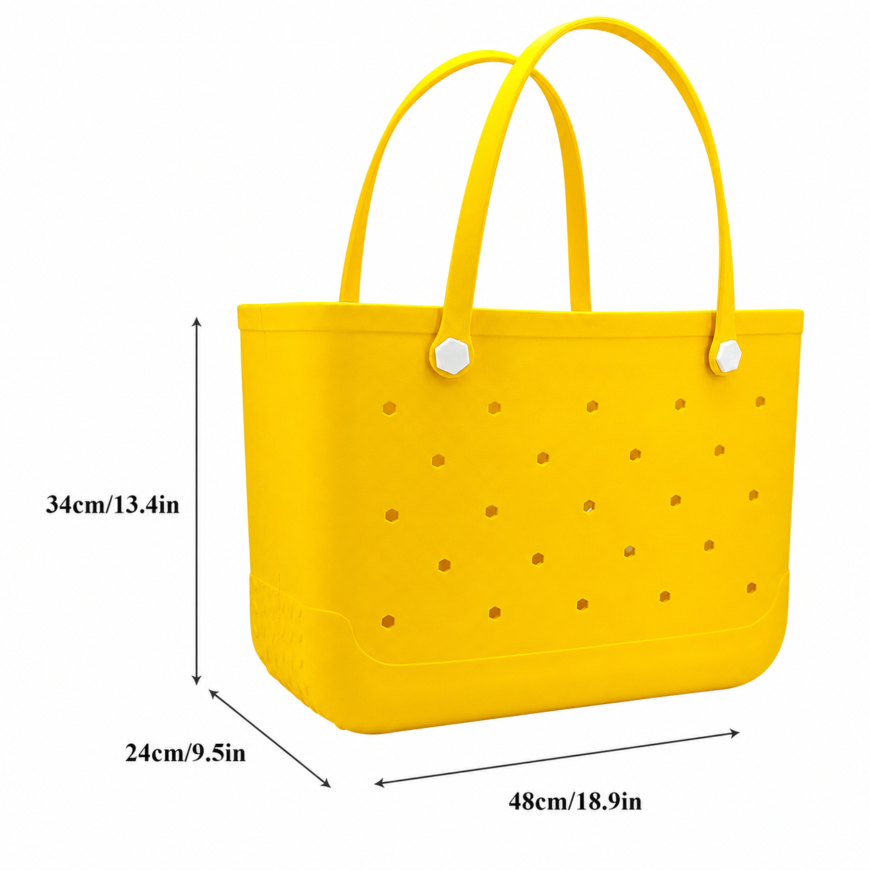 Waterproof Hexagon Mesh Beach Bag - Large Capacity Travel Storage Tote for Swimwear Towel Sunglasses - Yellow Large 48x34x24cm - Image 5