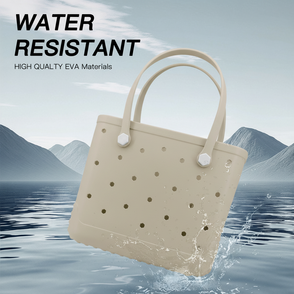Waterproof Hexagon Mesh Beach Bag - Large Capacity Travel Storage Tote for Swimwear Towel Sunglasses - Apricot Medium 37x32x13cm - Image 3