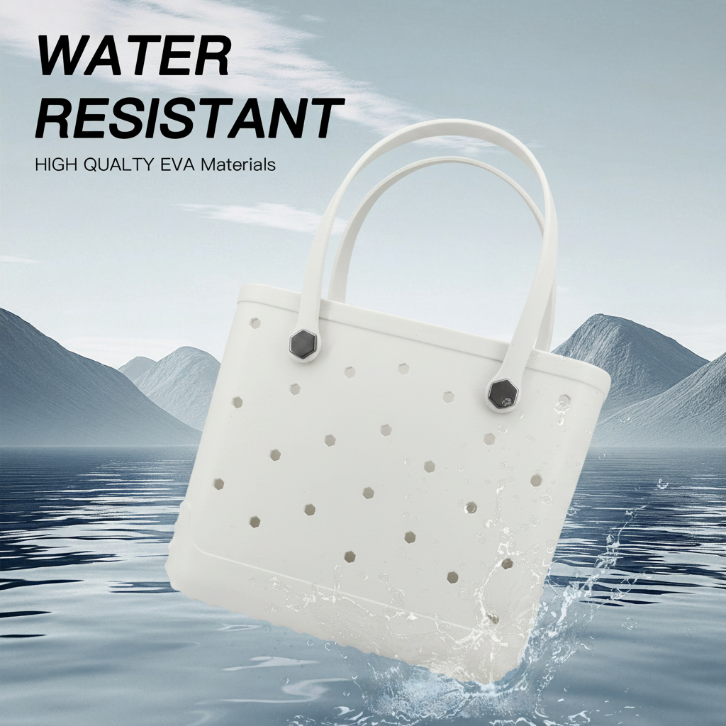 Waterproof Hexagon Mesh Beach Bag - Large Capacity Travel Storage Tote for Swimwear Towel Sunglasses - White Medium 37x32x13cm - Image 3