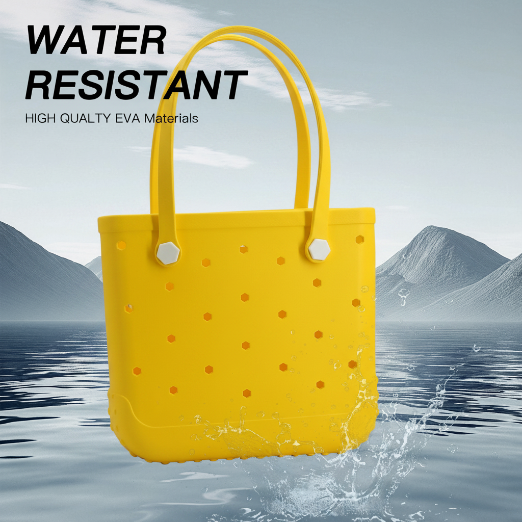 Waterproof Hexagon Mesh Beach Bag - Large Capacity Travel Storage Tote for Swimwear Towel Sunglasses - Yellow Medium 37x32x13cm - Image 3