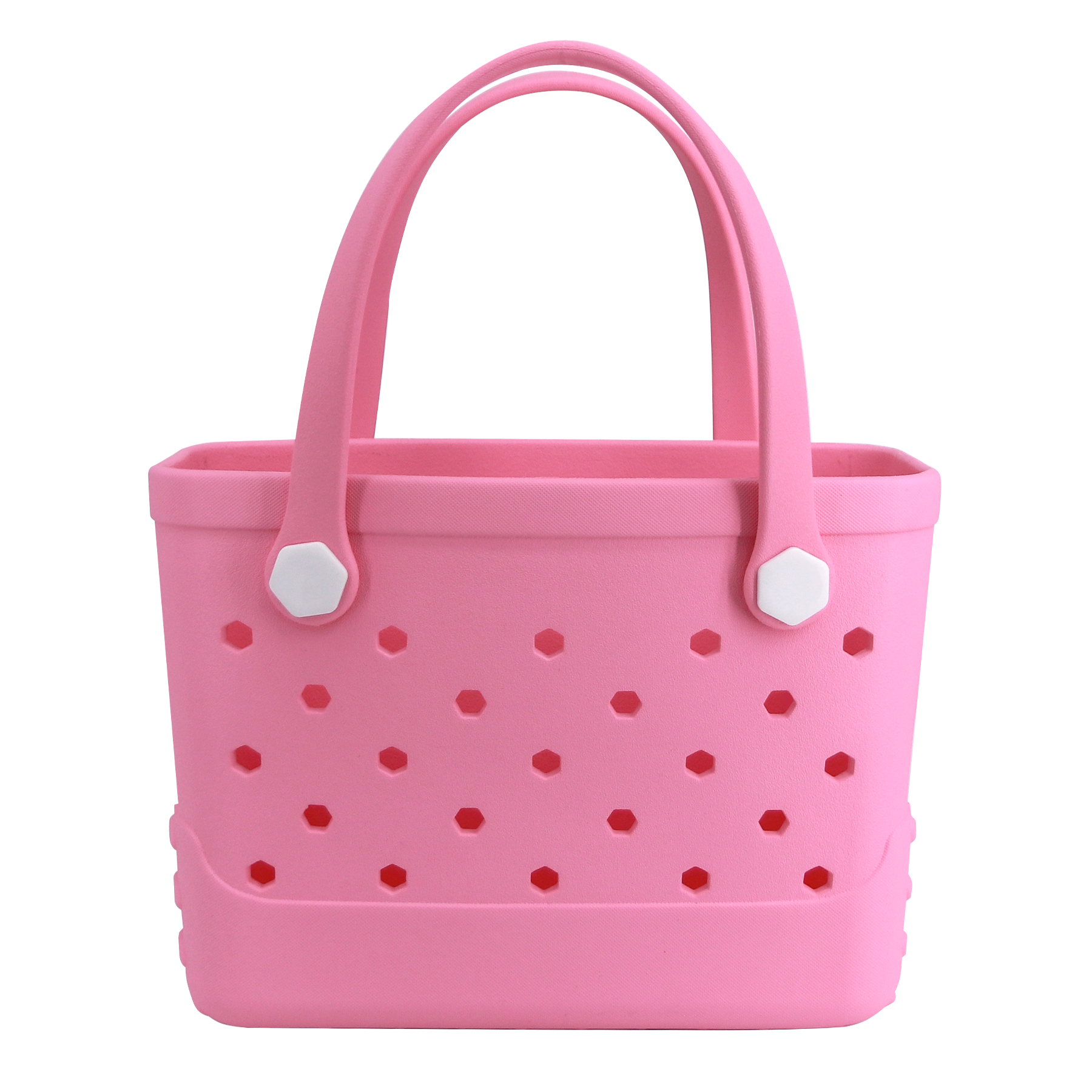 Waterproof Hexagon Mesh Beach Bag - Large Capacity Travel Storage Tote for Swimwear Towel Sunglasses - Pink Small 28x21x11cm - Image 1
