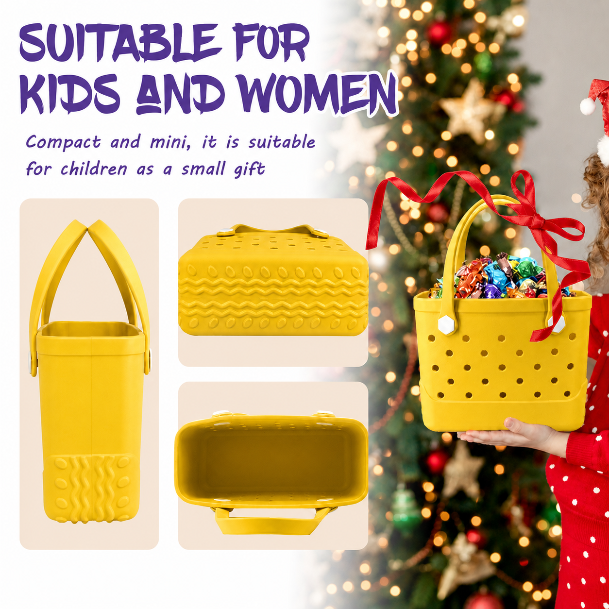 Waterproof Hexagon Mesh Beach Bag - Large Capacity Travel Storage Tote for Swimwear Towel Sunglasses - Yellow Small 28x21x11cm - Image 5